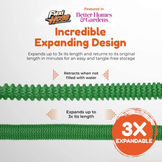 Flexi Hose Selang Taman Dapat Diperluas 50FT Tugas Berat Selang Air Tersambung dengan Konektor Kuningan 2cm Desain Selang Dapat Diperluas Termasuk Nozzle Semprot